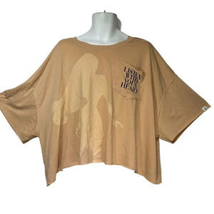 Disney Pocahontas Oversized Raw Hem Crop Top Shirt Listen to your heart Size 2X